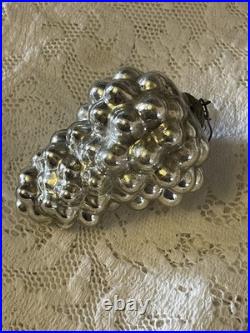 Kugel Silver Grape Mercury Glass Christmas Ornament, Large