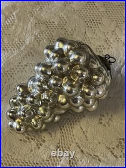 Kugel Silver Grape Mercury Glass Christmas Ornament, Large