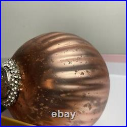 Kugel Style CHRISTMAS ORNAMENT Rhinestone Pink Mercury Glass Xmas VTG India