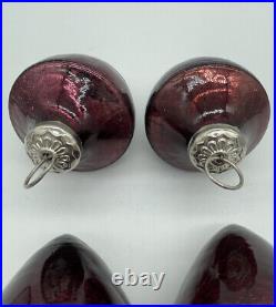 Kugel Style Crackle Glass Christmas Ornament Ruby Burgundy Red Acorn Hook Hung