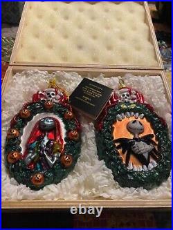 Kurt Adler Nightmare Before Christmas Jack & Sally Polonaise Glass Ornament Set