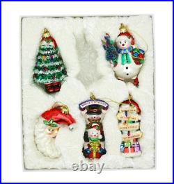 Kurt Adler Noble Gems Glass Traditional Christmas Ornament Set of 5 G1533