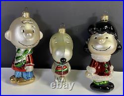 Kurt Adler Peanuts Gang Polonaise Glass Christmas Ornaments Set of 3 Vintage