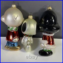 Kurt Adler Peanuts Gang Polonaise Glass Christmas Ornaments Set of 3 Vintage