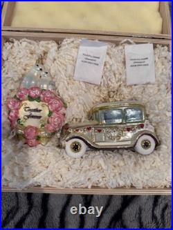 Kurt Adler Polonaise Glass Christmas Ornaments Vintage Just Married Box Set