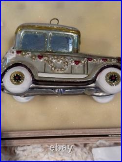 Kurt Adler Polonaise Glass Christmas Ornaments Vintage Just Married Box Set
