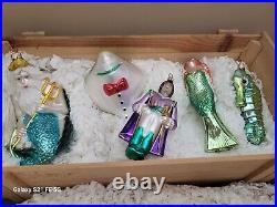 Kurt Adler Polonaise Komozja 5 Pc Little Mermaid Ornament Set Wood Crate