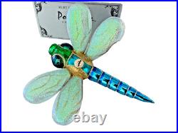 Kurt Adler Polonaise Komozja Green & Blue Dragonfly 3 Glass Ornament & Box AP883