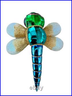 Kurt Adler Polonaise Komozja Green & Blue Dragonfly 3 Glass Ornament & Box AP883