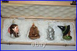 Kurt Adler WIZARD OF OZ Polonaise Set of 4 Christmas Ornaments in Wood Box