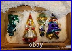 Kurt Adler Wizard Of Oz Polonaise Glass Christmas Ornament Set 4 Wood Box