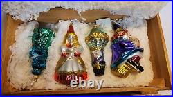 Kurt Adler Wizard Of Oz Polonaise Glass Christmas Ornament Set 4 Wood Box