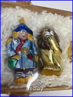 Kurt Adler Wizard Of Oz Polonaise Glass Christmas Ornament Set 6 Wood Ltd Ed 99