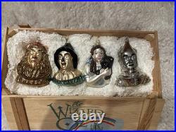Kurt Adler Wizard Of Oz Polonaise Ornament 4 Piece Set Wooden Crate 1998