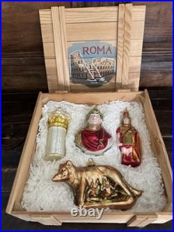 Kurt S. Adler Polonaise Roma Hand Blown Glass Ornaments Set In Box (4)