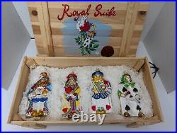 Kurt S Adler Polonaise Royal Suite Glass Ornament Set /4 In Wood Crate