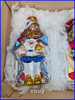 Kurt S Adler Polonaise Royal Suite Glass Ornament Set /4 In Wood Crate