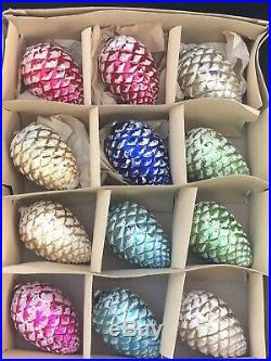 L@@K Vintage Japan Large Glass Pinecone Christmas Ornaments Holiday Decorations