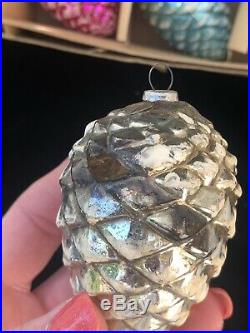 L@@K Vintage Japan Large Glass Pinecone Christmas Ornaments Holiday Decorations