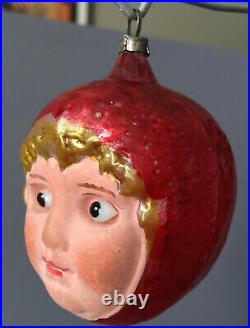 LITTLE RED RIDING HOOD Antique Christmas glass ornament German Glass Eyes