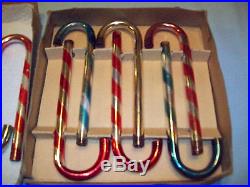 Lot Of 11 Kentlee Mercury Glass Candy Canes Box Vtg Atomic Christmas Ornaments