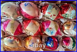 LOT VTG Glass Indent Stencil Pictured BALL DROP Xmas Ornament Poland CCCC