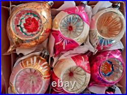 LOT VTG Glass Indent Stencil Pictured BALL DROP Xmas Ornament Poland CCCC