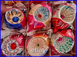 LOT VTG Glass Indent Stencil Pictured BALL DROP Xmas Ornament Poland CCCC