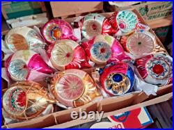 LOT VTG Glass Indent Stencil Pictured BALL DROP Xmas Ornament Poland CCCC