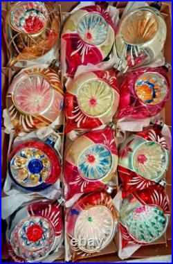 LOT VTG Glass Indent Stencil Pictured BALL DROP Xmas Ornament Poland CCCC