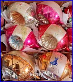 LOT VTG Glass Indent Stencil Pictured BALL DROP Xmas Ornament Poland CCCC