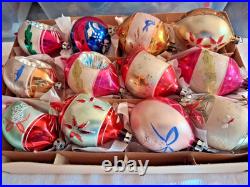 LOT VTG Glass Indent Stencil Pictured BALL DROP Xmas Ornament Poland CCCC