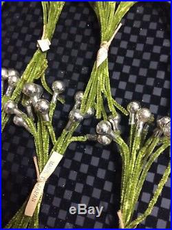LOT Vtg Christmas Silver/Gold Mercury Glass Ball Beads Spike Picks-Chenille