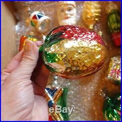 LOT13 BIG Vtg Blown Glass Figural Xmas Ornaments Czech Poland German SANTA