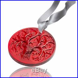Lalique 2019 Reindeer Christmas Ornament Red #10685900