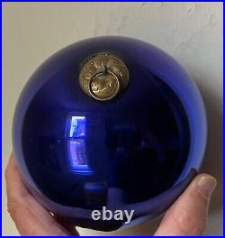 Large 5 Antique 19th c. German Mercury Glass Kugel Christmas Ornament Blue
