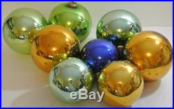 Large 5 Antique Christmas Ornament Multi Tone Green Glass Ball German Kugel