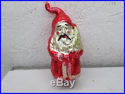 Large Antique German Glass Santa Claus Clip On Figural Christmas Ornament