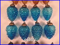 Large Antique KUGEL Glass Grape 23 Christmas Ornament Lot Blue & Amber 3 Each