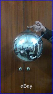 Large Antique Victorian Silver Mercury Glass German Christmas Kugel Ball 13