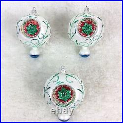 Large Blown Glass Triple Indent Teardrop Christmas Ornament Poland Set Of 3