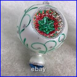Large Blown Glass Triple Indent Teardrop Christmas Ornament Poland Set Of 3