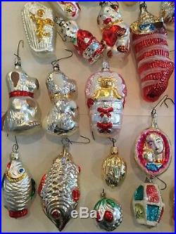 Large Lot Of 25 Vintage Mercury Glass Christmas Tree Ornaments Beautiful! Lot#1