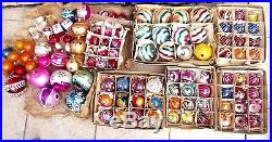 Large Vintage Christmas Decorations Lot Hand Painted Glass Ornaments 1950's