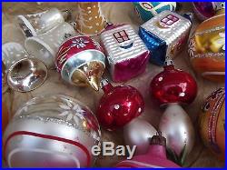 Large Vintage Christmas Decorations Lot Hand Painted Glass Ornaments 1950's