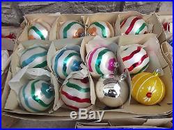 Large Vintage Christmas Decorations Lot Hand Painted Glass Ornaments 1950's