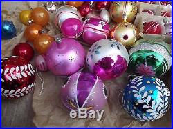 Large Vintage Christmas Decorations Lot Hand Painted Glass Ornaments 1950's