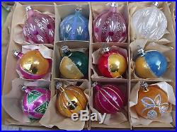 Large Vintage Christmas Decorations Lot Hand Painted Glass Ornaments 1950's