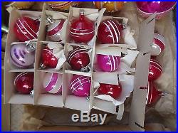 Large Vintage Christmas Decorations Lot Hand Painted Glass Ornaments 1950's