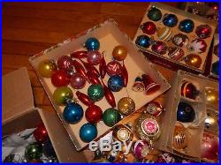 Large Vintage Lot of Glass christmas Ornaments- Poland-Germany-Shiny Bright